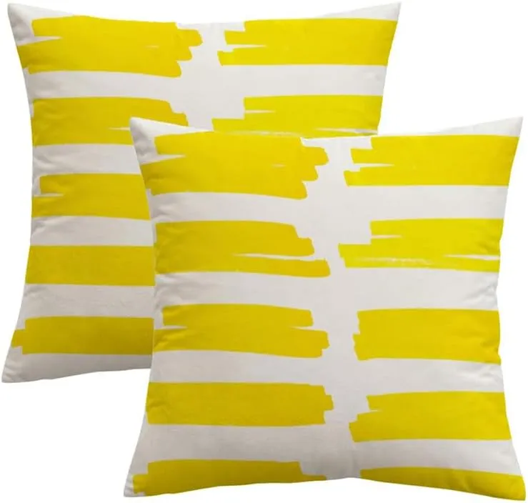 Throw Pillow Covers Soft Velvet Decorative Set of 2 School Highlighter Brush Lines Marker Strokes Isolated Pen Graphic Texture Abstract Ink Fashion Pillow Cases Home Decor for Couch Sofa 20x20 Inch
