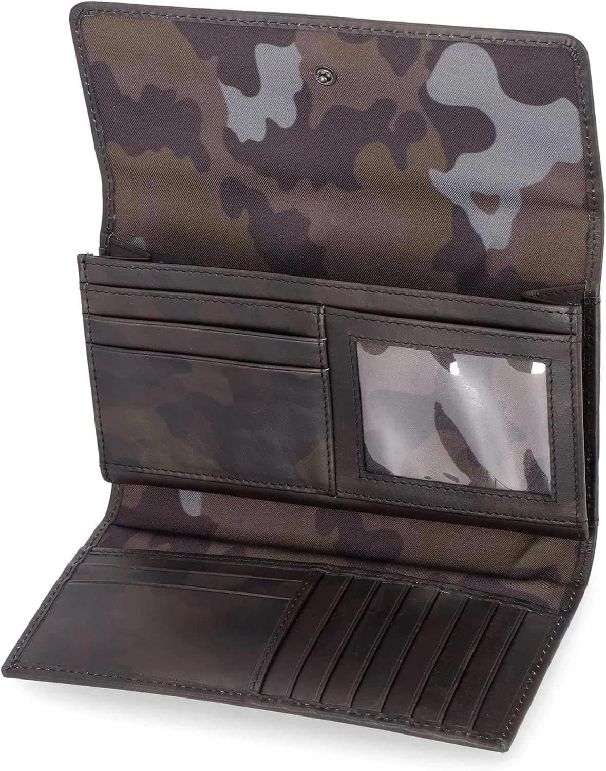 Timberland Leather RFID Flap Wallet Clutch Organizer, Camo