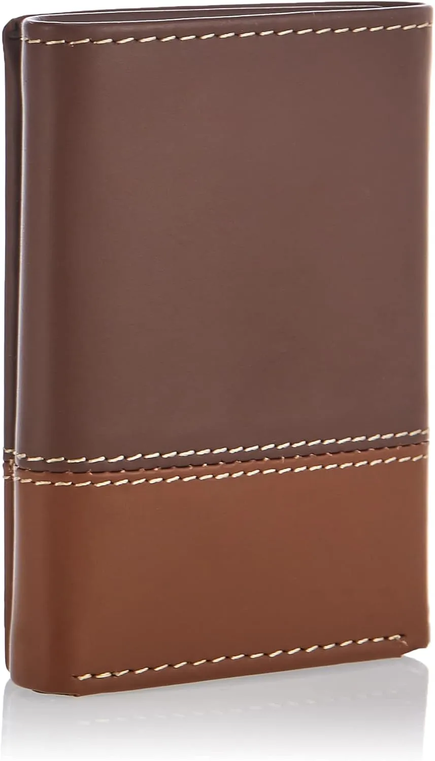 Timberland Men's Leather Trifold Wallet With Id Window, Brown/Tan, One Size
