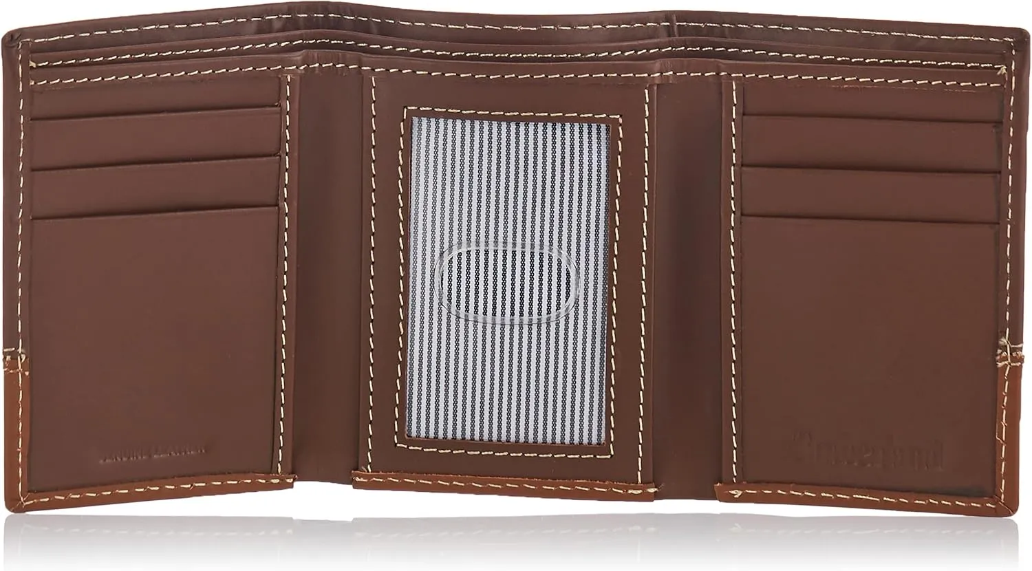 Timberland Men's Leather Trifold Wallet With Id Window, Brown/Tan, One Size