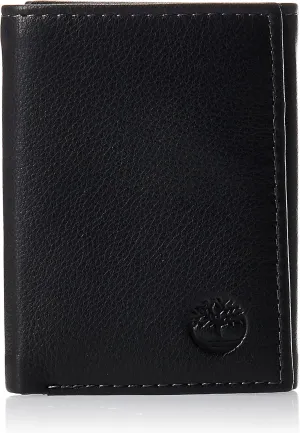 Timberland mens Leather Trifold With Id Window Wallet, Black, One Size US