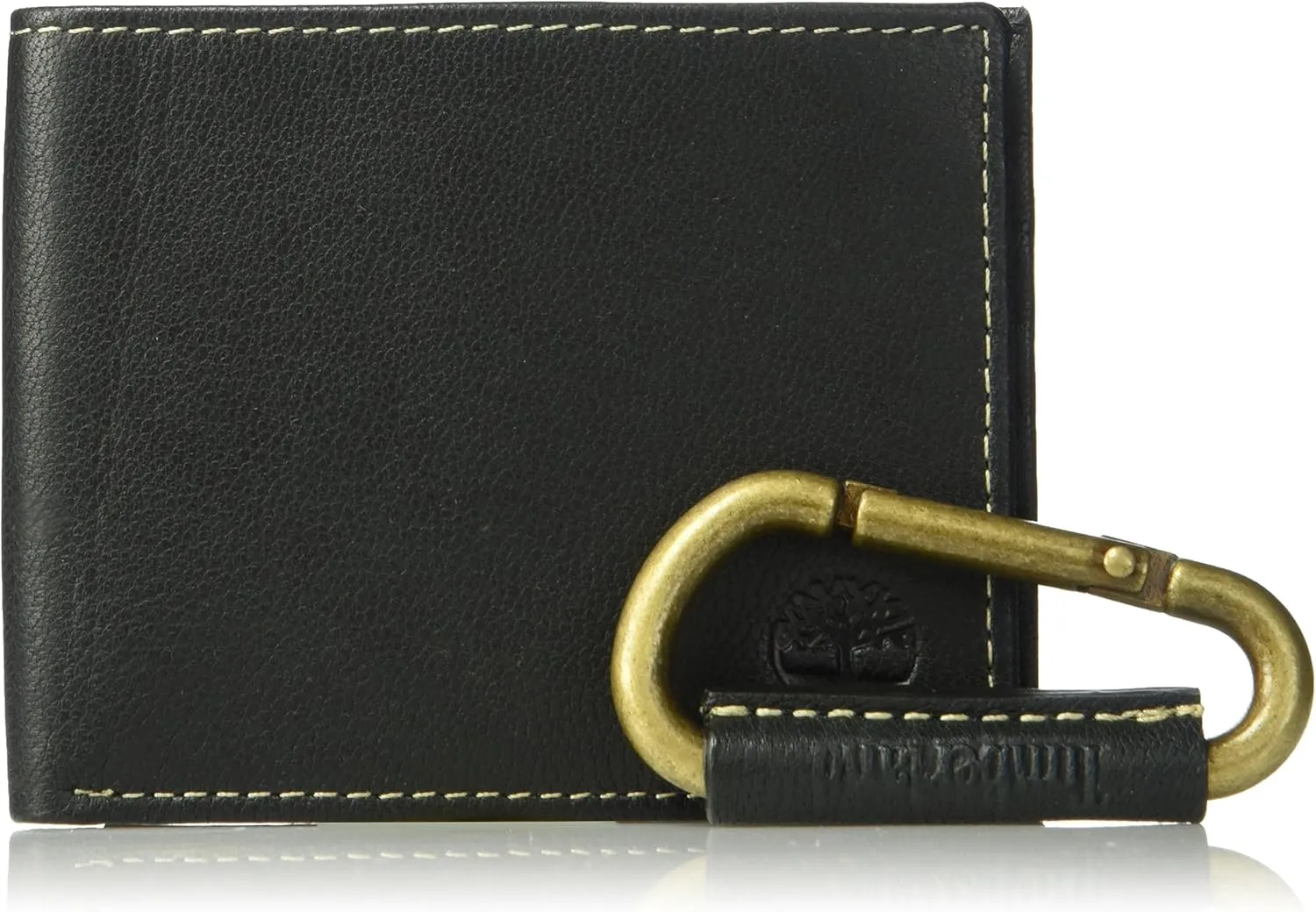Timberland Men's Leather Wallet and Carabiner Gift Set, black, One Size