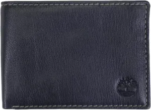 Timberland Men's RFID Blocking Wallet – Genuine Leather Passcase with Removable ID Holder, 6 Card Slots, 2 Billfold Pockets, Slim Design, Navy Blue, One Size