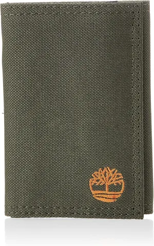Timberland Men's Trifold Nylon Wallet, Olive, One Size