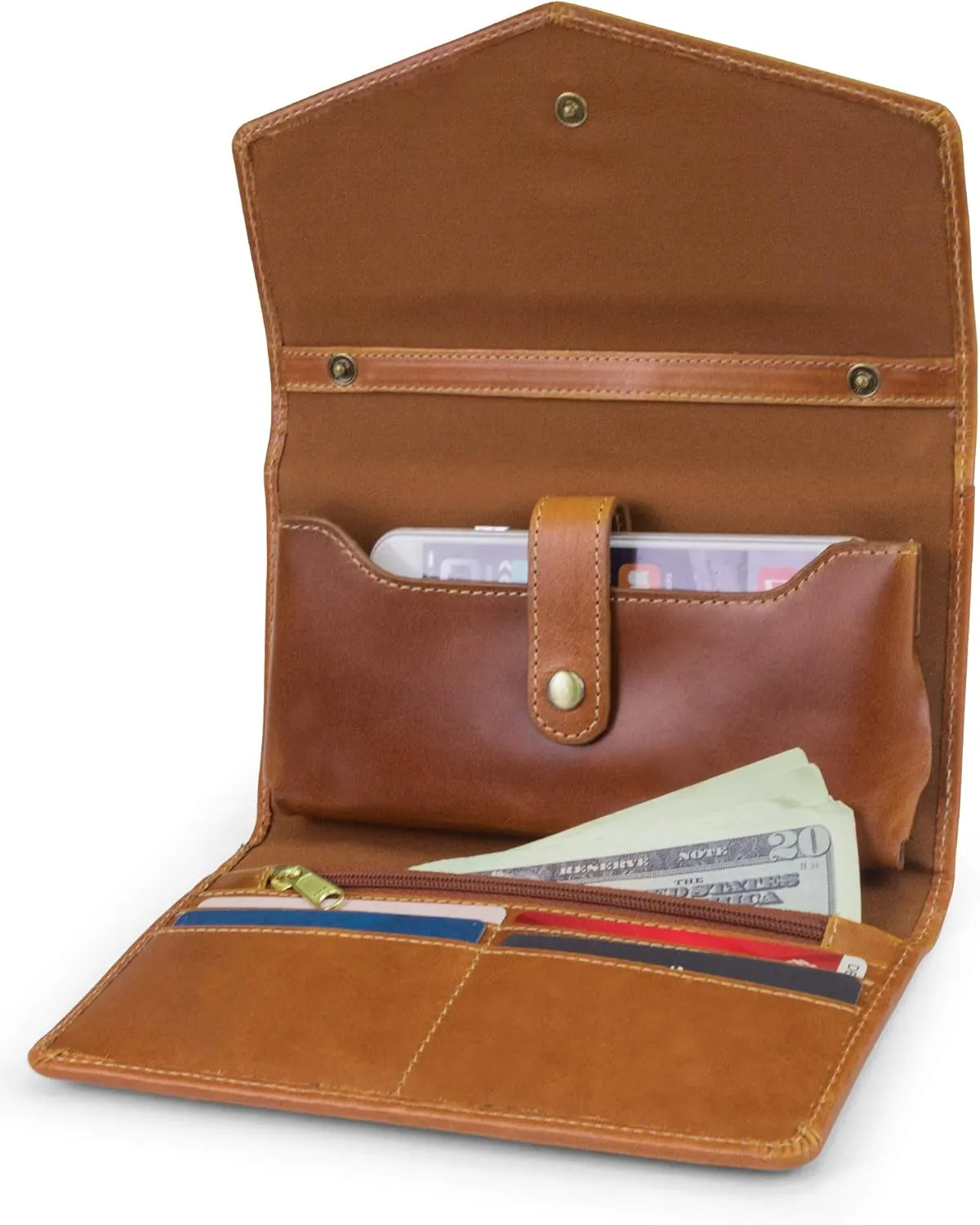 Timberland Women's Rfid Leather Crossbody Wallet Phone Bag With Detachable Crossbody Strap, Cognac (Buff Apache), One Size