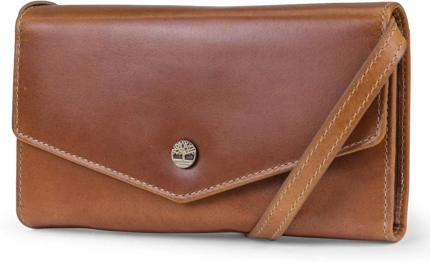 Timberland Women's Rfid Leather Crossbody Wallet Phone Bag With Detachable Crossbody Strap, Cognac (Buff Apache), One Size
