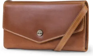 Timberland Women's Rfid Leather Crossbody Wallet Phone Bag With Detachable Crossbody Strap, Cognac (Buff Apache), One Size