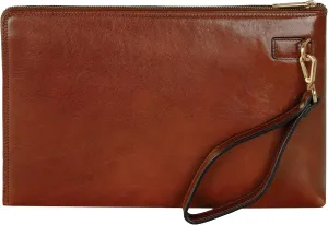 Time Resistance Leather Clutch for Men Organizer Wrist Bag Briefcase Handmade in Italy