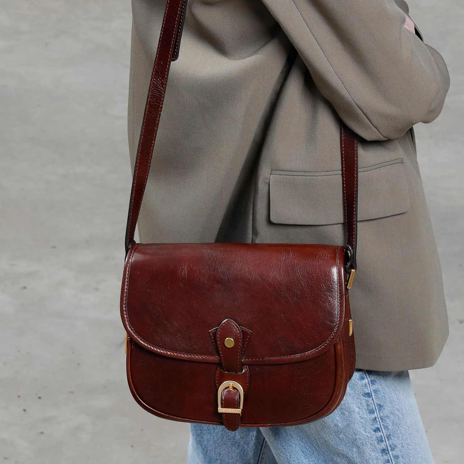 Time Resistance Leather Cross Body Bag for Women - Handbag, Shoulder, Messenger, Purse