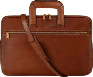 Time Resistance Slim Leather Briefcase - Italian Handmade Leather Computer Bag - Briefcase for Men and Women - Laptop Bag