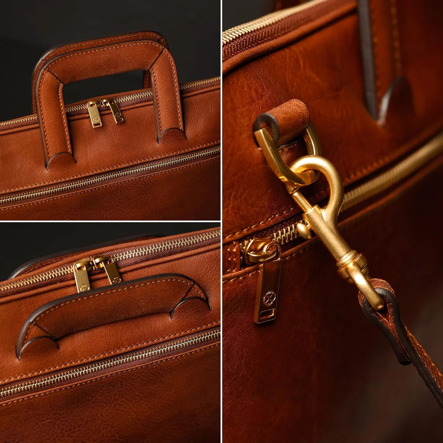 Time Resistance Slim Leather Briefcase - Italian Handmade Leather Computer Bag - Briefcase for Men and Women - Laptop Bag