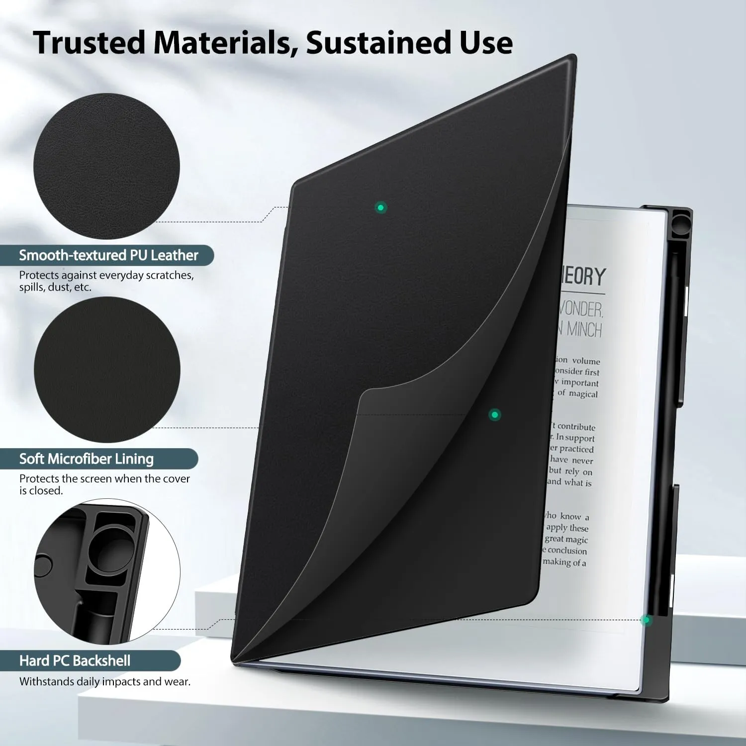 TiMOVO Case Compatible for Remarkable 2 Tablet, Slim Lightweight Stand Hard Back Shell Protective Cover with Pen Holder Compatible with Remarkable 2 Paper Tablet 10.3" 2020 Released, Black