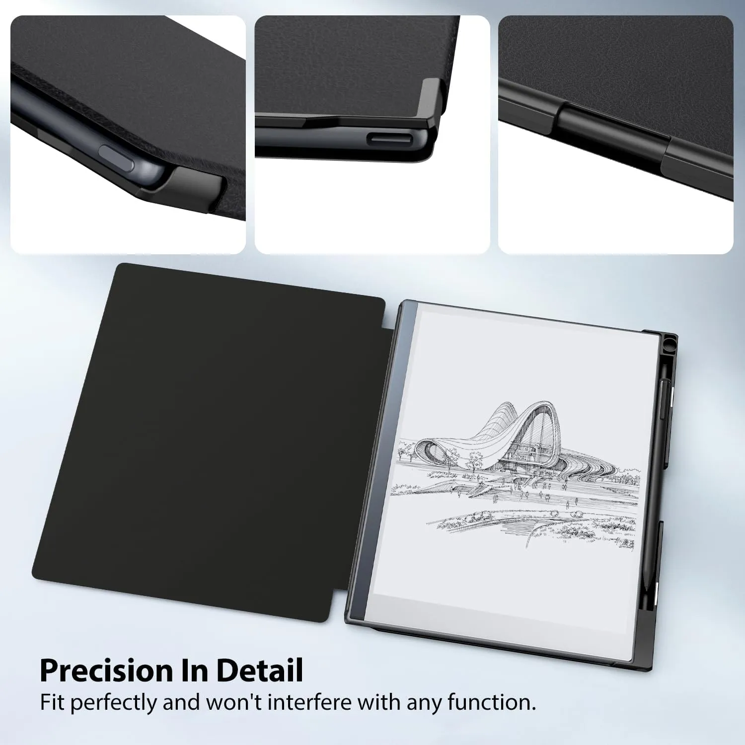 TiMOVO Case Compatible for Remarkable 2 Tablet, Slim Lightweight Stand Hard Back Shell Protective Cover with Pen Holder Compatible with Remarkable 2 Paper Tablet 10.3" 2020 Released, Black