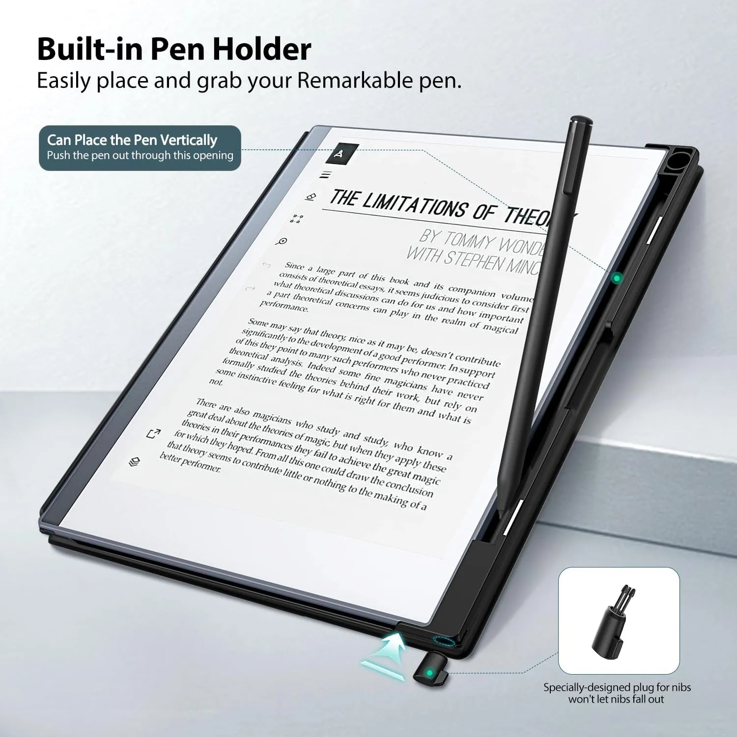 TiMOVO Case Compatible for Remarkable 2 Tablet, Slim Lightweight Stand Hard Back Shell Protective Cover with Pen Holder Compatible with Remarkable 2 Paper Tablet 10.3" 2020 Released, Black