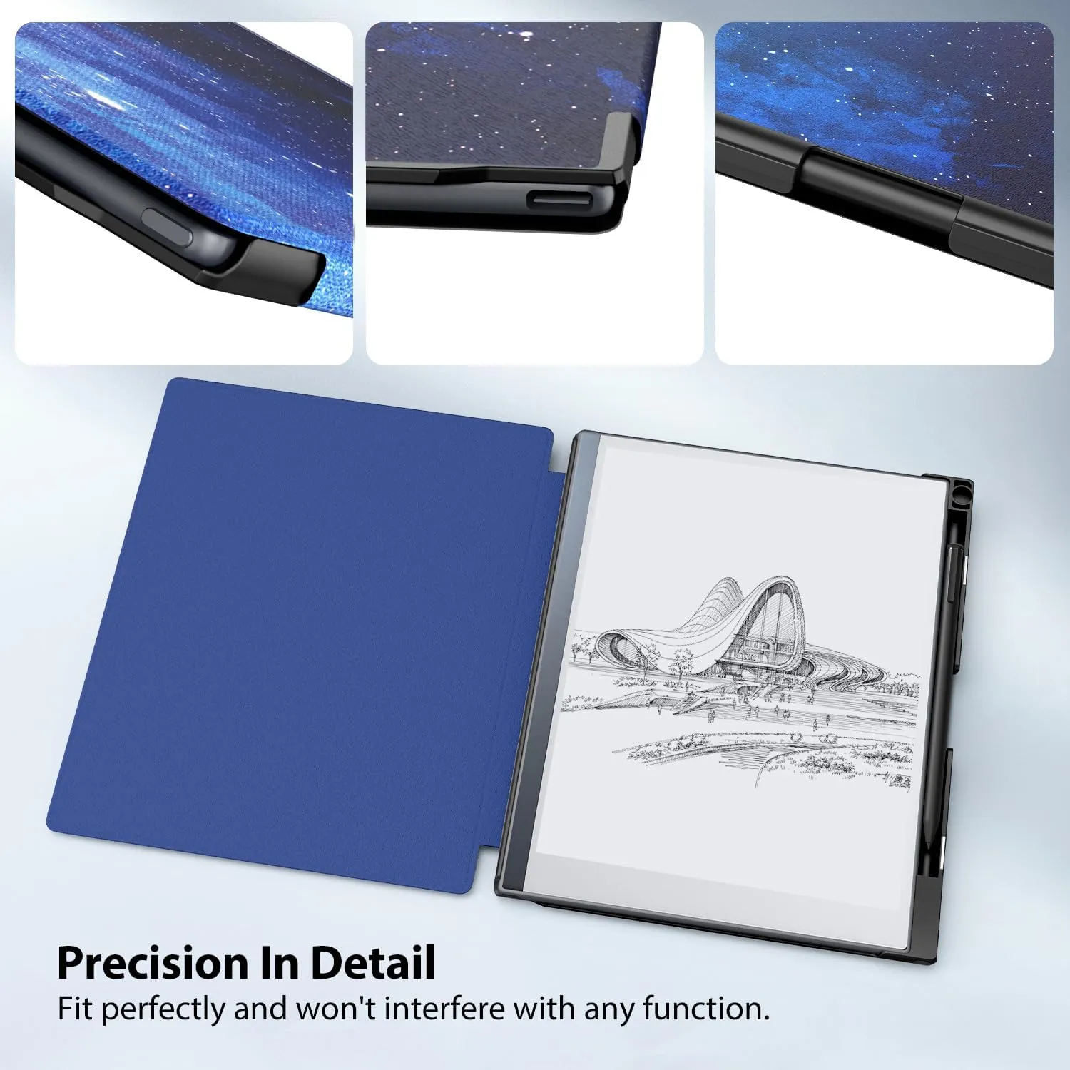 TiMOVO Case Compatible for Remarkable 2 Tablet, Slim Lightweight Stand Hard Back Shell Protective Cover with Pen Holder Compatible with Remarkable 2 Paper Tablet 10.3" 2020 Released, Blue Starry Sky