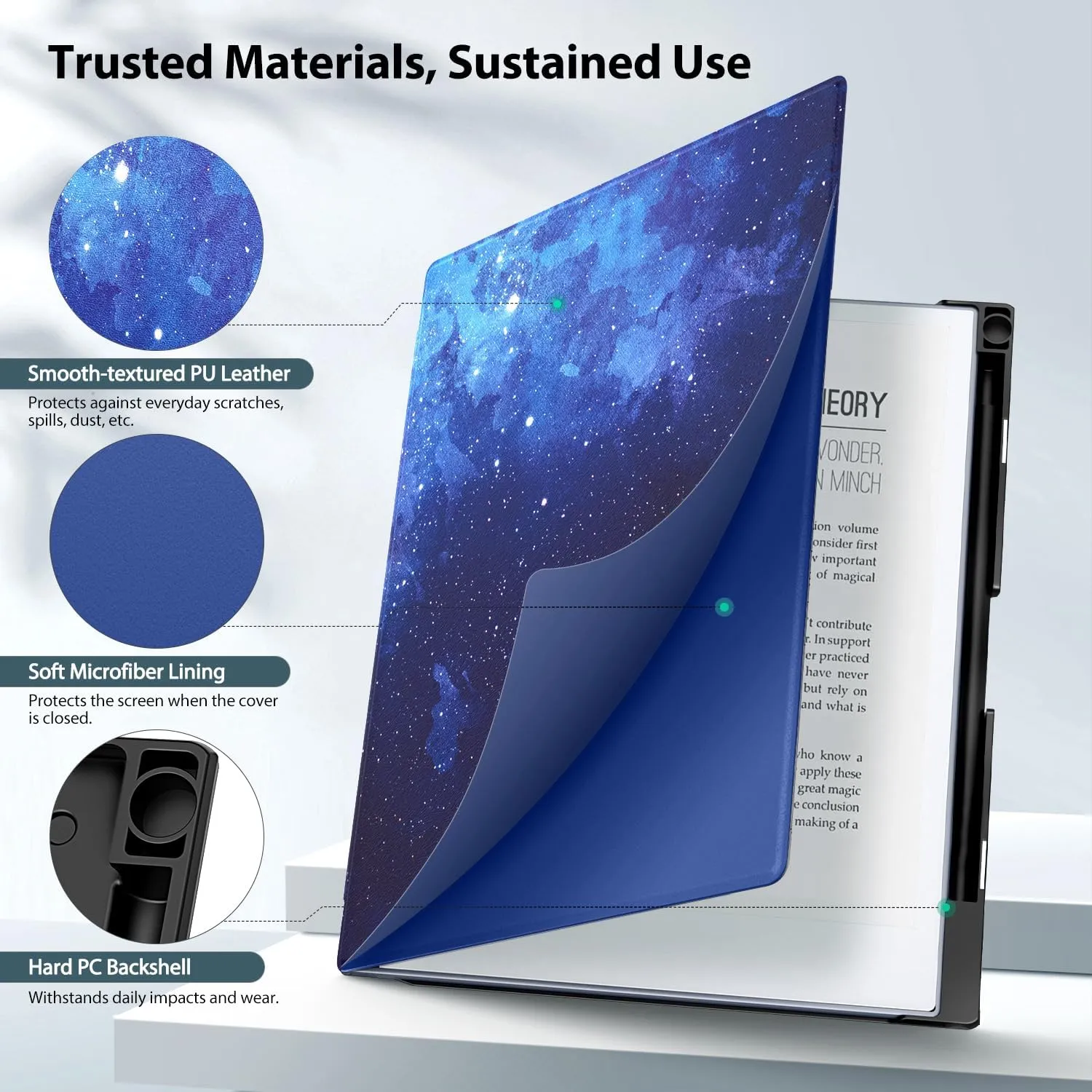 TiMOVO Case Compatible for Remarkable 2 Tablet, Slim Lightweight Stand Hard Back Shell Protective Cover with Pen Holder Compatible with Remarkable 2 Paper Tablet 10.3" 2020 Released, Blue Starry Sky