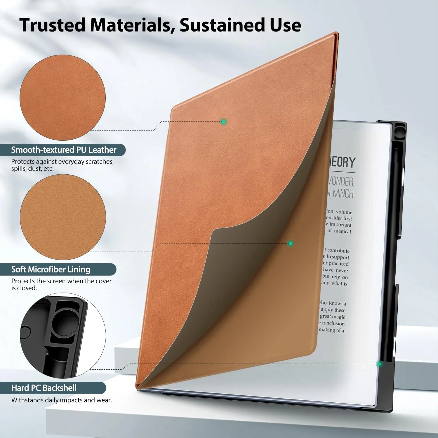 TiMOVO Case Compatible for Remarkable 2 Tablet, Slim Lightweight Stand Hard Back Shell Protective Cover with Pen Holder Compatible with Remarkable 2 Paper Tablet 10.3" 2020 Released, Brown