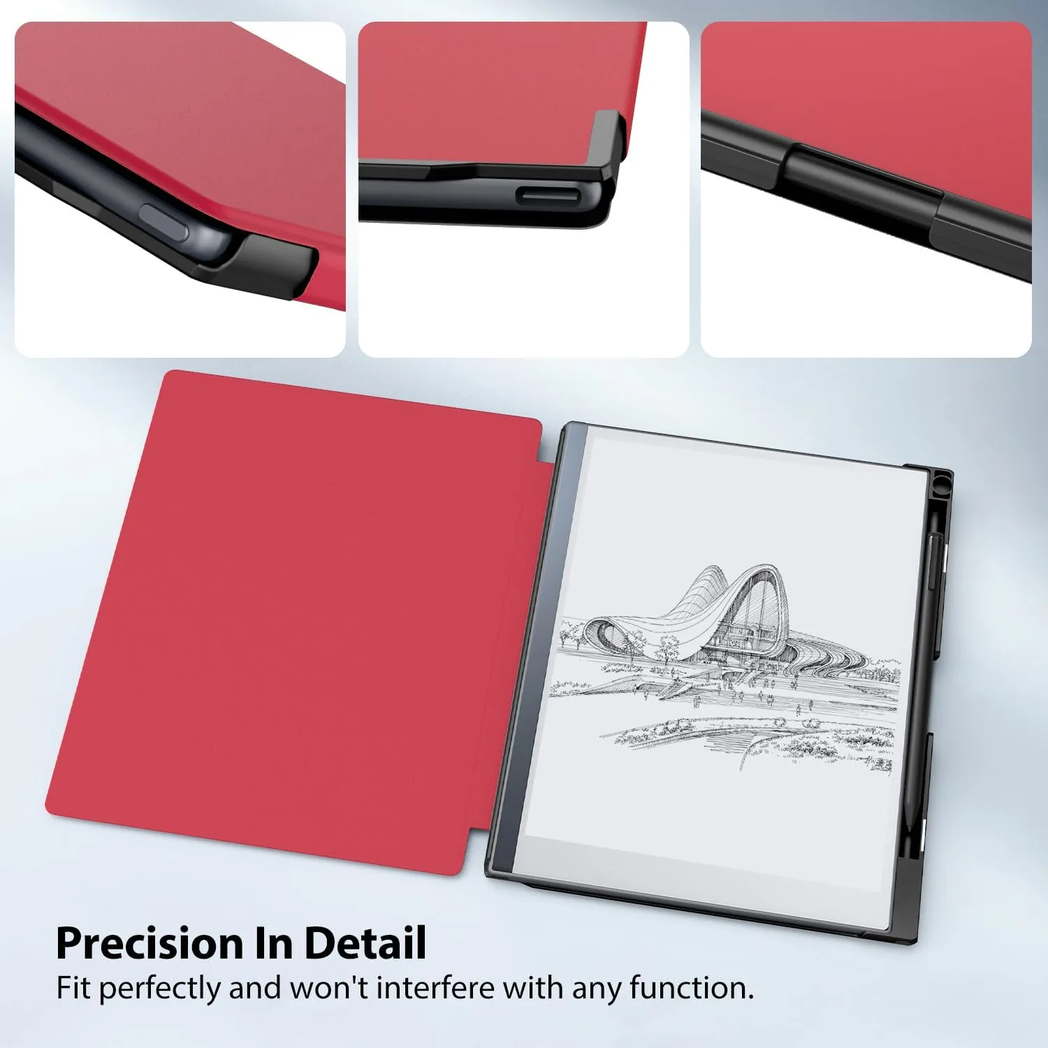 TiMOVO Case Compatible for Remarkable 2 Tablet, Slim Lightweight Stand Hard Back Shell Protective Cover with Pen Holder Compatible with Remarkable 2 Paper Tablet 10.3" 2020 Released, Wine Red