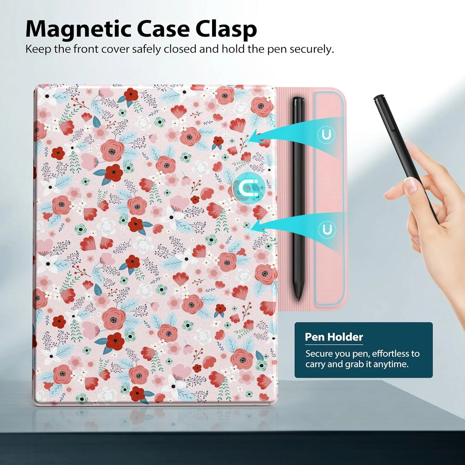 TiMOVO Case Compatible for Remarkable 2, Ultra-Thin Magnetic Case with Built-in Pen Holder, Lightweight Book Folio Cover Compatible with Remarkable 2 Paper Tablet 10.3" 2020 Released, Spring Pink