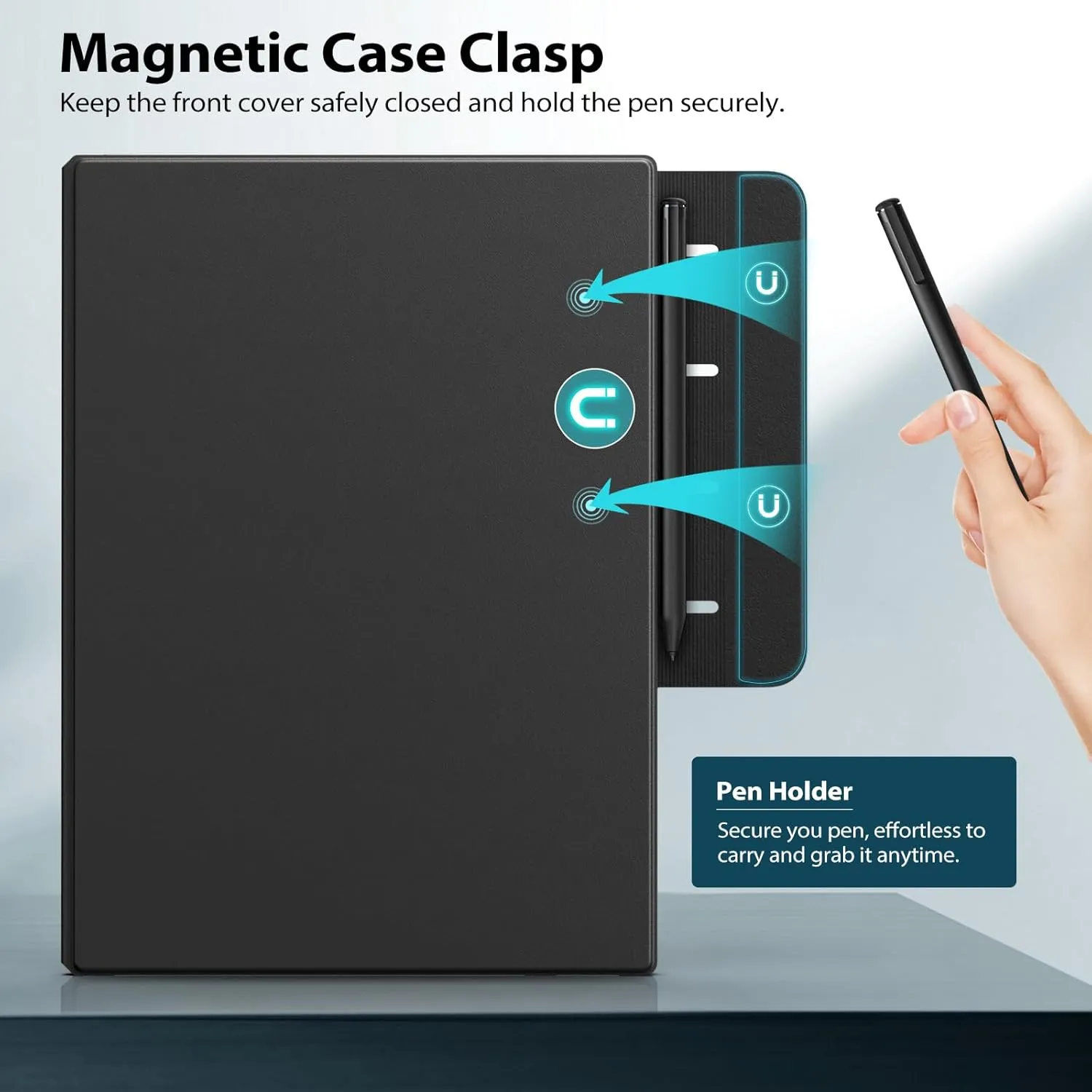 TiMOVO Magnetic Case for Remarkable Paper Pro 11.8 Inch 2024, Lightweight Book Folio Cover with Buckle Pen Clasp for Remarkable Paper Pro Color Tablet, Support Auto Wake/Sleep, Black