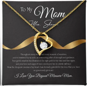 To My Beautiful Mom Necklace For Mothers Day, Birthday Gift for Mom Eternal Hope 14k 18k White Yellow Gold Finish Necklace Customized Name Jewelry Gift Necklace with Box Message