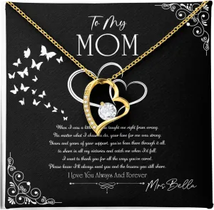 To My Beautiful Mom Necklace For Mothers Day, Birthday Gift for Mom Eternal Hope 14k 18k White Yellow Gold Finish Necklace Customized Name Jewelry Gift Necklace with Box Message