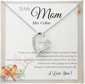 To My Beautiful Mom Necklace For Mothers Day, Birthday Gift for Mom Eternal Hope 14k 18k White Yellow Gold Finish Necklace Customized Name Jewelry Gift Necklace with Box Message