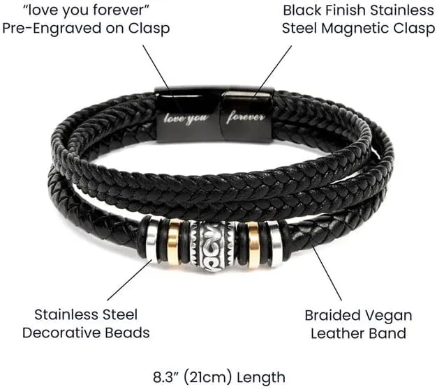 To My Son Love You Forever Bracelet Gift from Dad and Mom with Heartfelt Message Card, Perfect for Birthday, Wedding Day, Graduation, Christmas
