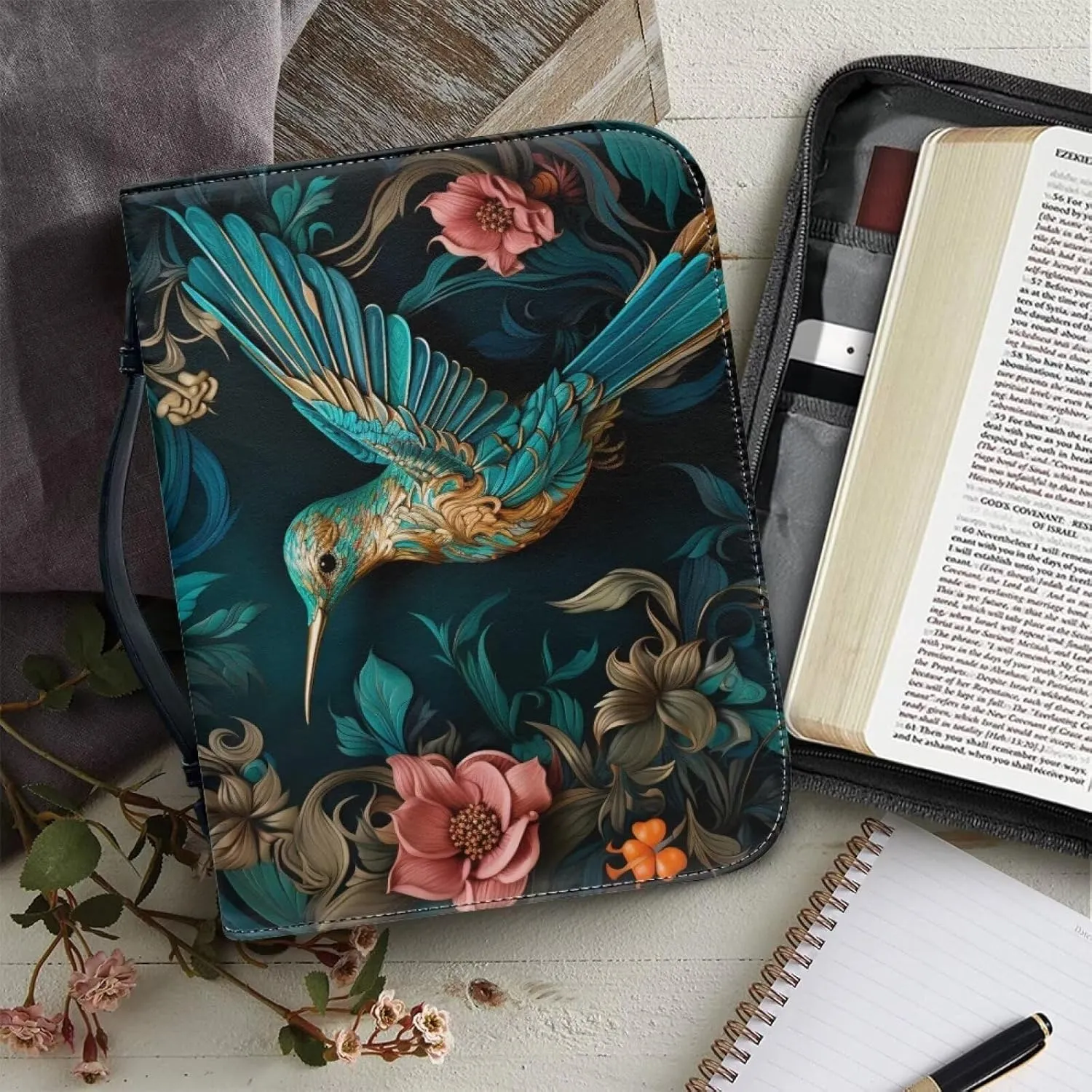 TODIYADDU Bible Cover Personalized Customizable PU Bible Protector Book Cover Bible Tote Bag