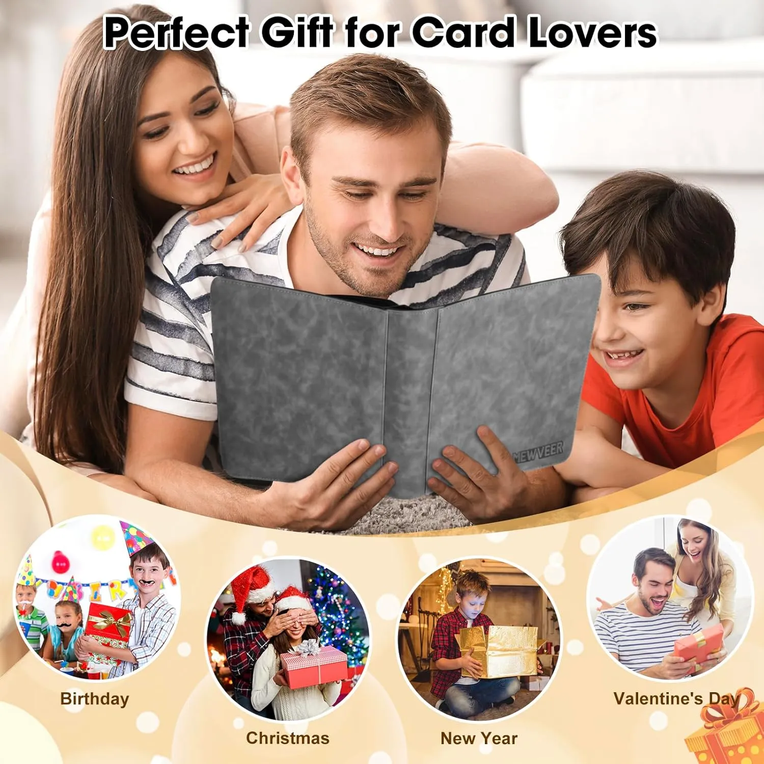 Top Loader Card Binder, Holds 112 Top Loaders Storage, 4 Pockets with Sleeves, Trading Card Binder for Sports Cards, YGO/MTG Cards Collection Binder - Gray (Not for Cards WITHOUT a Top Loader)