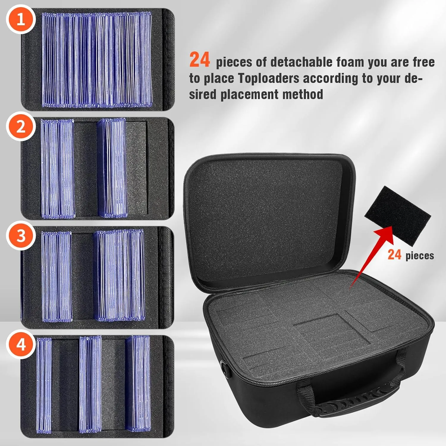Toploader Storage Box - Holds 300 35pt Toploaders, Rigid Card Holder Storage for Trading & Sports Cards, Removable Thick Foam Slots