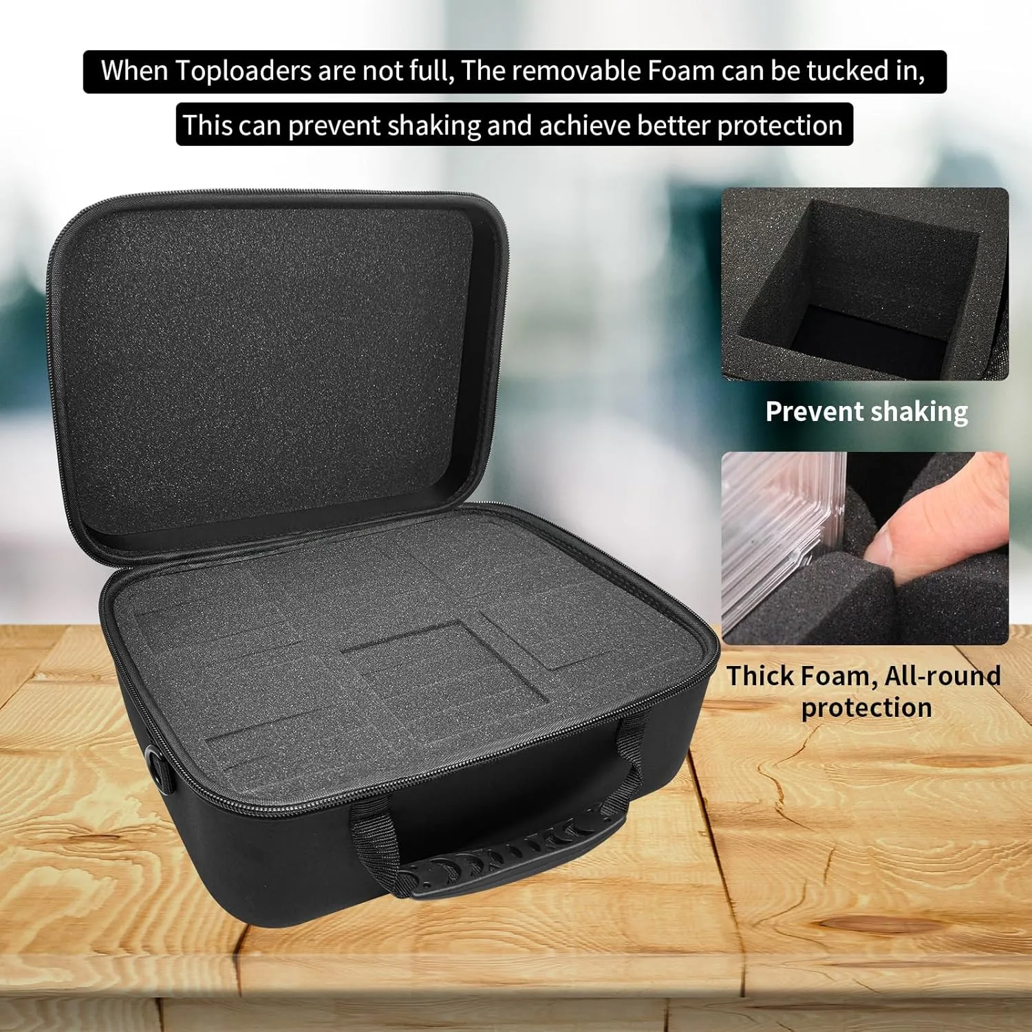 Toploader Storage Box - Holds 300 35pt Toploaders, Rigid Card Holder Storage for Trading & Sports Cards, Removable Thick Foam Slots