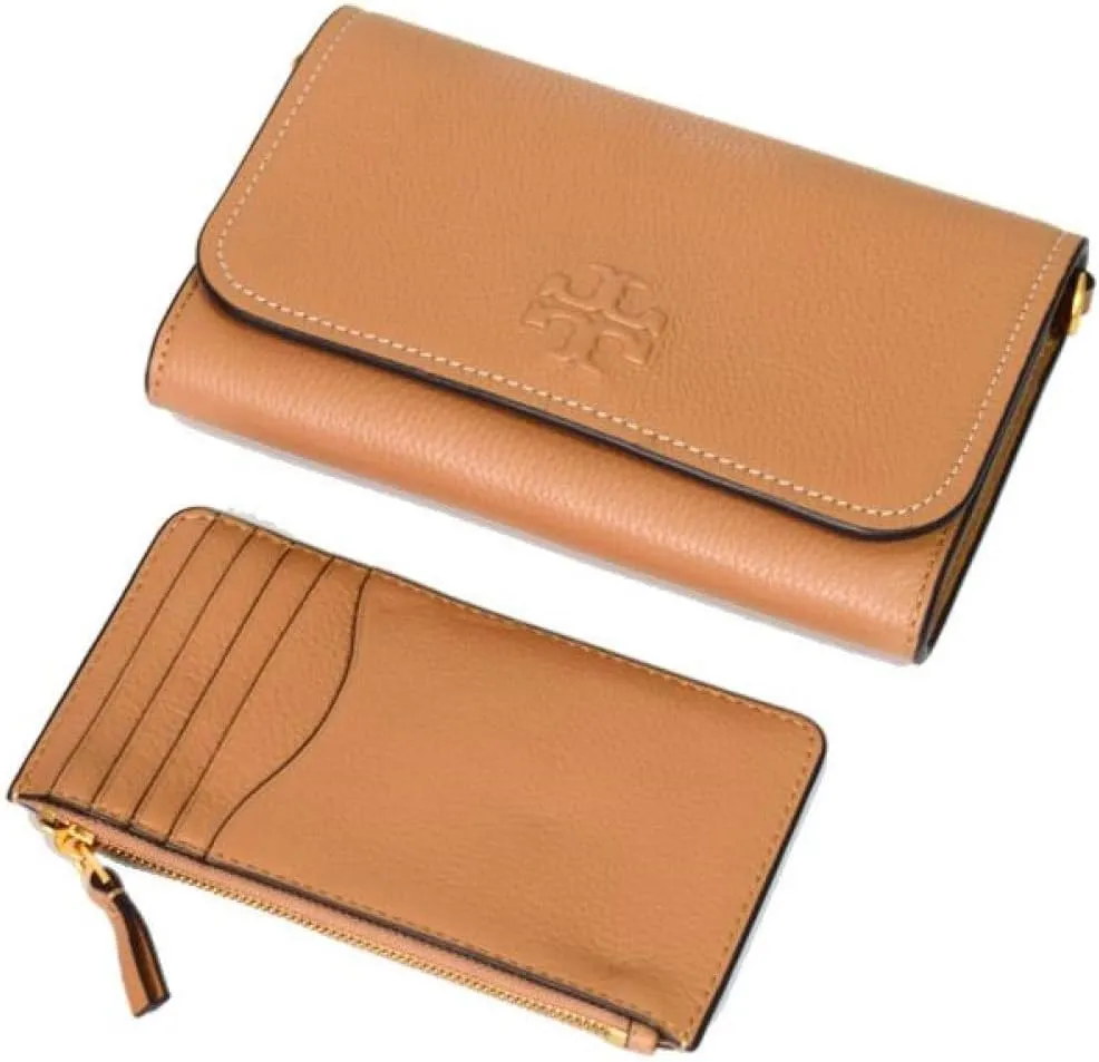 Tory Burch Womens 146467 Thea Pebbled Leather With Gold-tone Hardware Crossbody Bag With Flat Wallet
