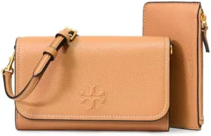Tory Burch Womens 146467 Thea Pebbled Leather With Gold-tone Hardware Crossbody Bag With Flat Wallet