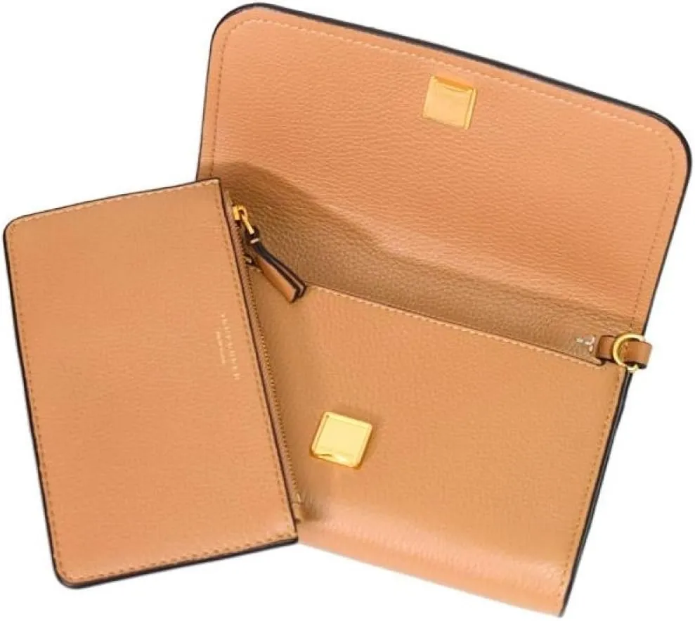 Tory Burch Womens 146467 Thea Pebbled Leather With Gold-tone Hardware Crossbody Bag With Flat Wallet
