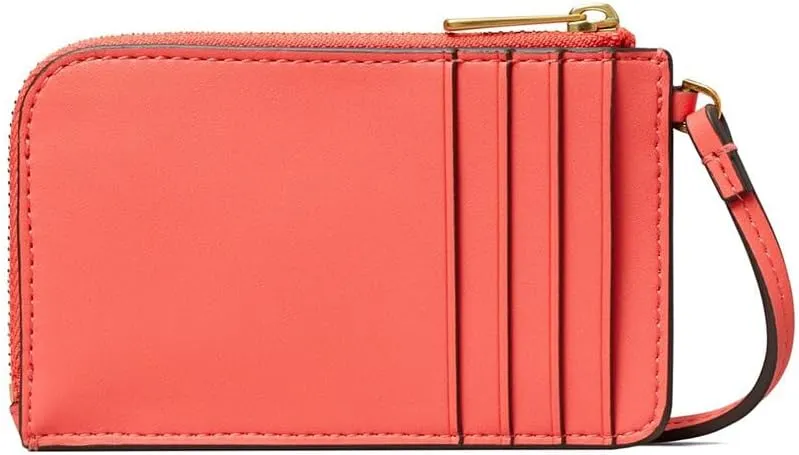 Tory Burch Women's Ella Bio Vegan Leather Zip Card Case Wristlet Wallet (Coral Crush)