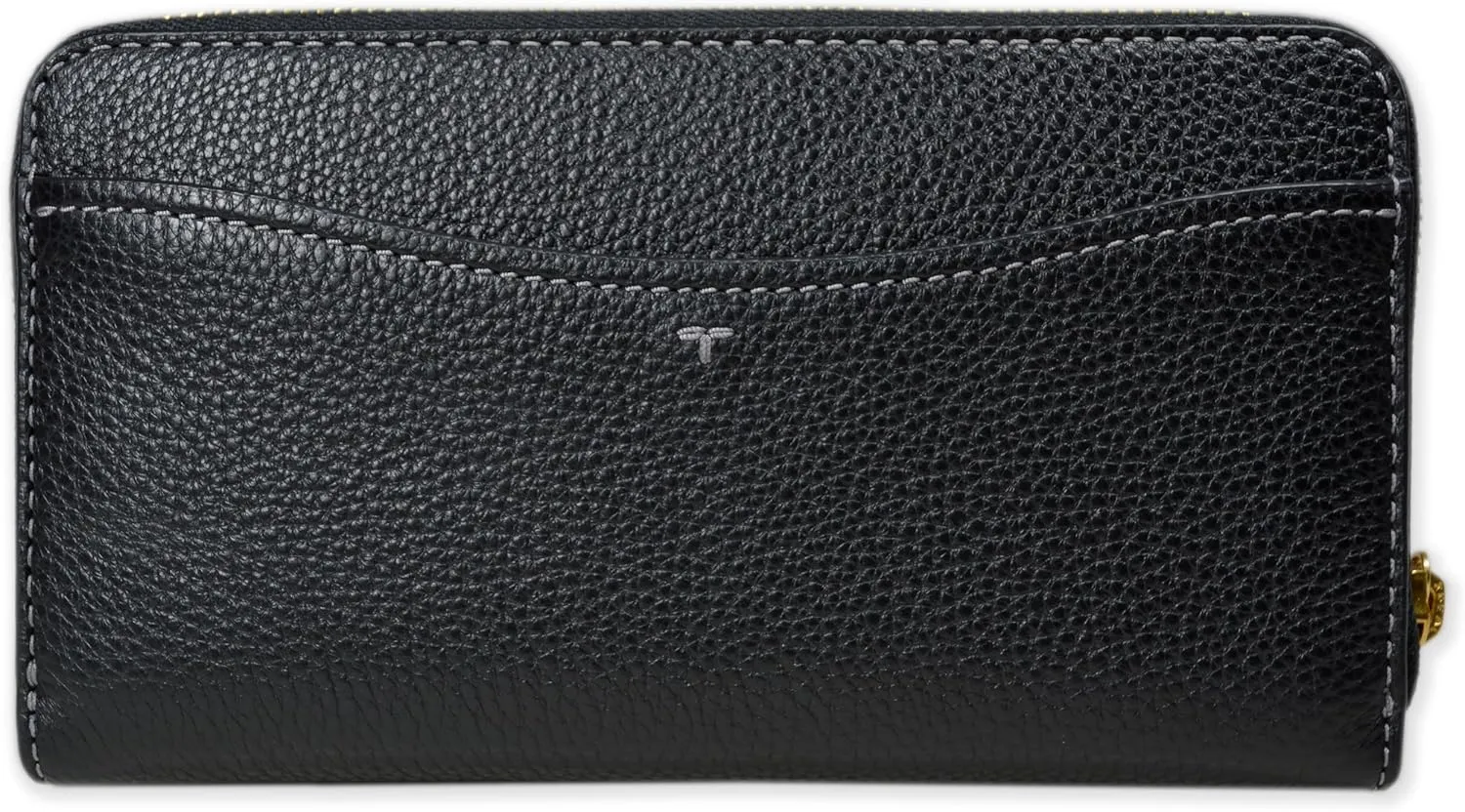 Tory Burch Womens146471 Pebble Leather Thea Zip Around Continental Wallet With ID Card Case, (Black)