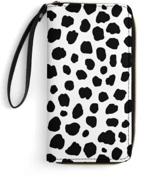 TQD Dalmatian Dog Skin Womens PU Leather Long Purse Wallet with Card Slots Wristlet Handbags