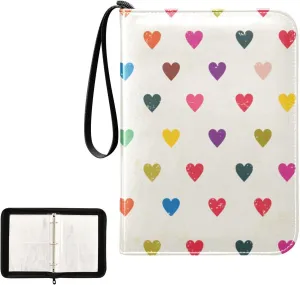 Trading Card Binder with Sleeves Retro Colorful Hearts C4 Pocket Card Binder PU Card Collection Binder 400 Cards Holder Collector Album