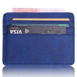 TRASSORY Small Mini Travel Lizard Pattern Leather Bank Business Id Card Holder Wallet Case With Id Window