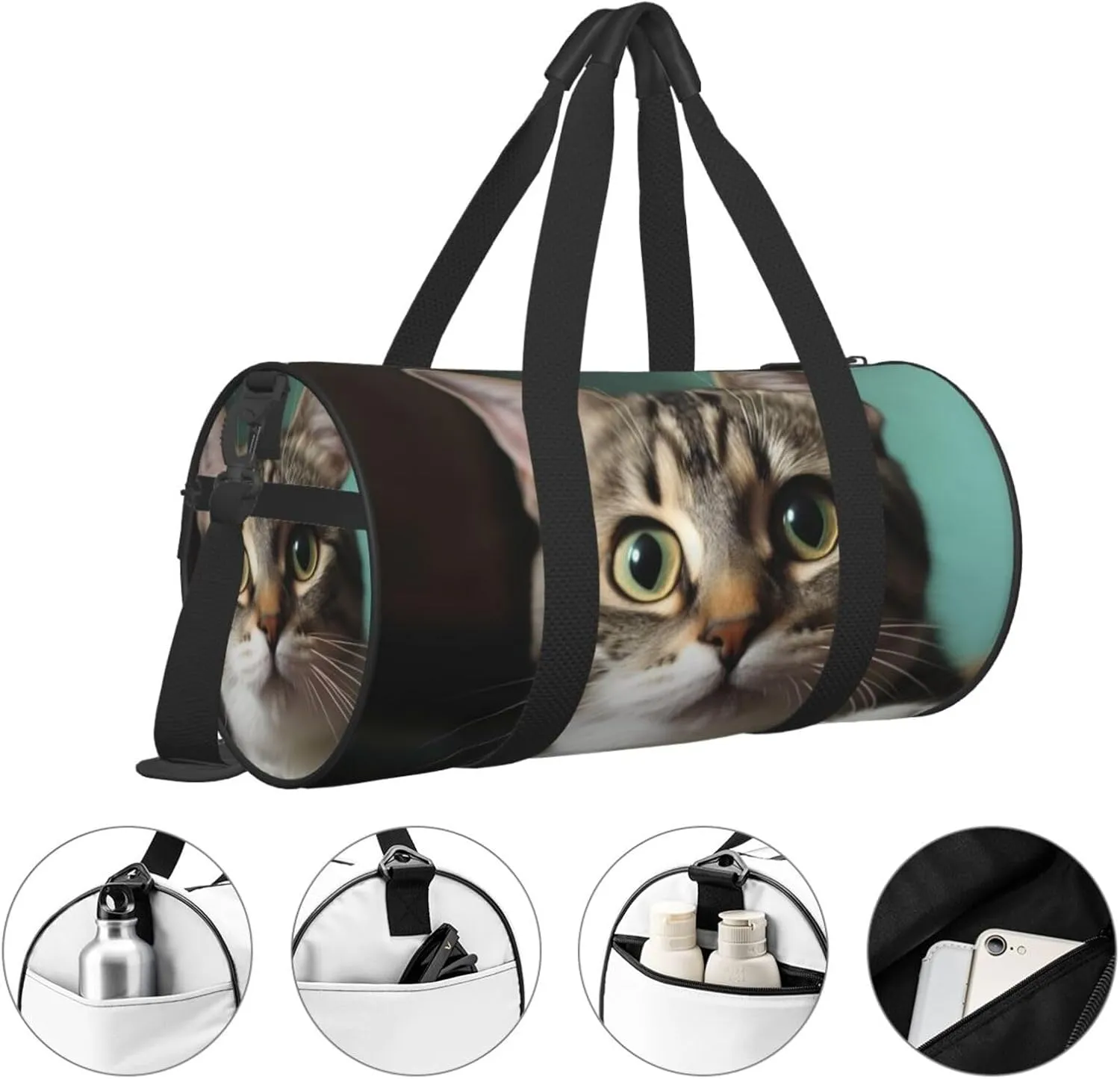 Travel Bag For Women,A Curious Cat Print Personal Item Duffle Bags,Weekend Travel Duffel Tote Bag,Travel Sport Gym Bag For Men,Airplane Travel Essentials For Flying