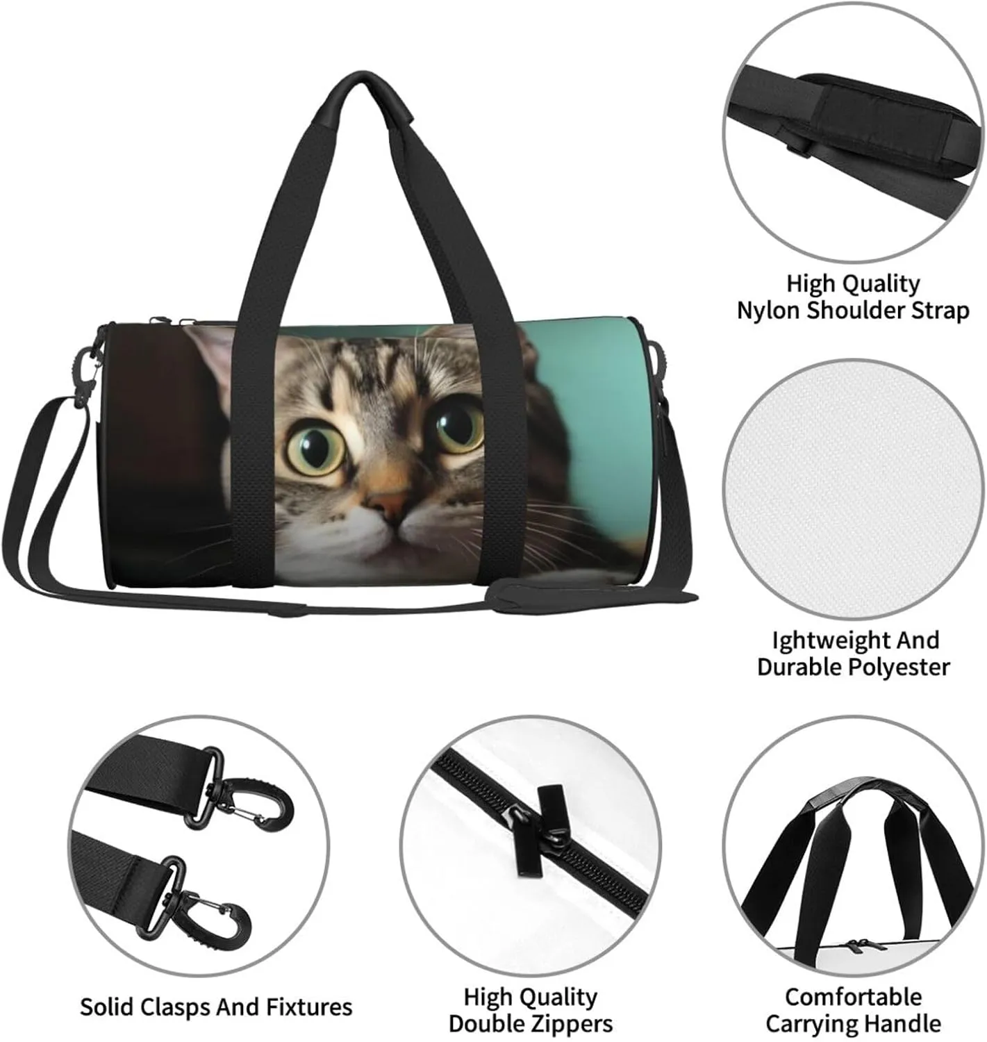 Travel Bag For Women,A Curious Cat Print Personal Item Duffle Bags,Weekend Travel Duffel Tote Bag,Travel Sport Gym Bag For Men,Airplane Travel Essentials For Flying