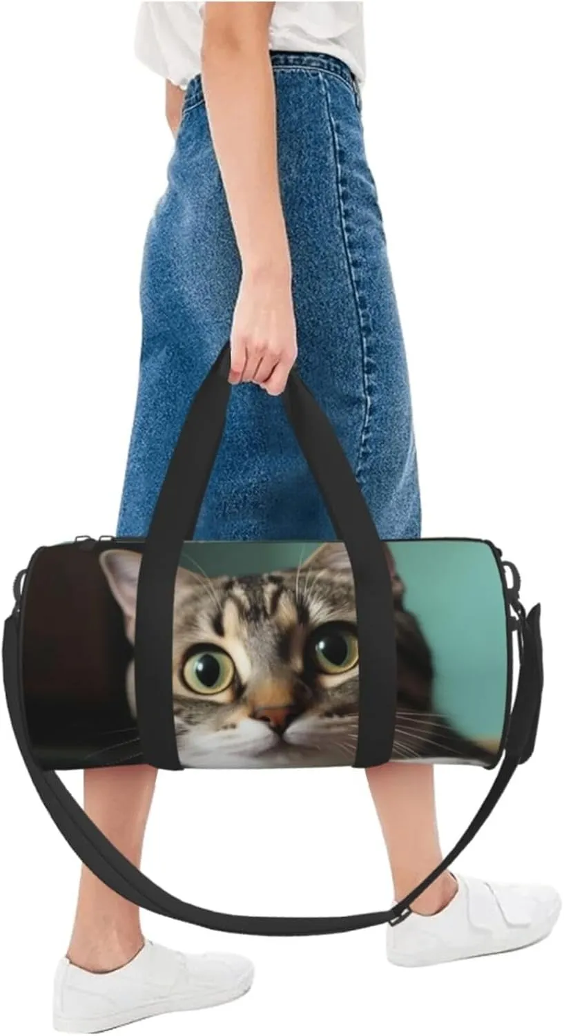 Travel Bag For Women,A Curious Cat Print Personal Item Duffle Bags,Weekend Travel Duffel Tote Bag,Travel Sport Gym Bag For Men,Airplane Travel Essentials For Flying