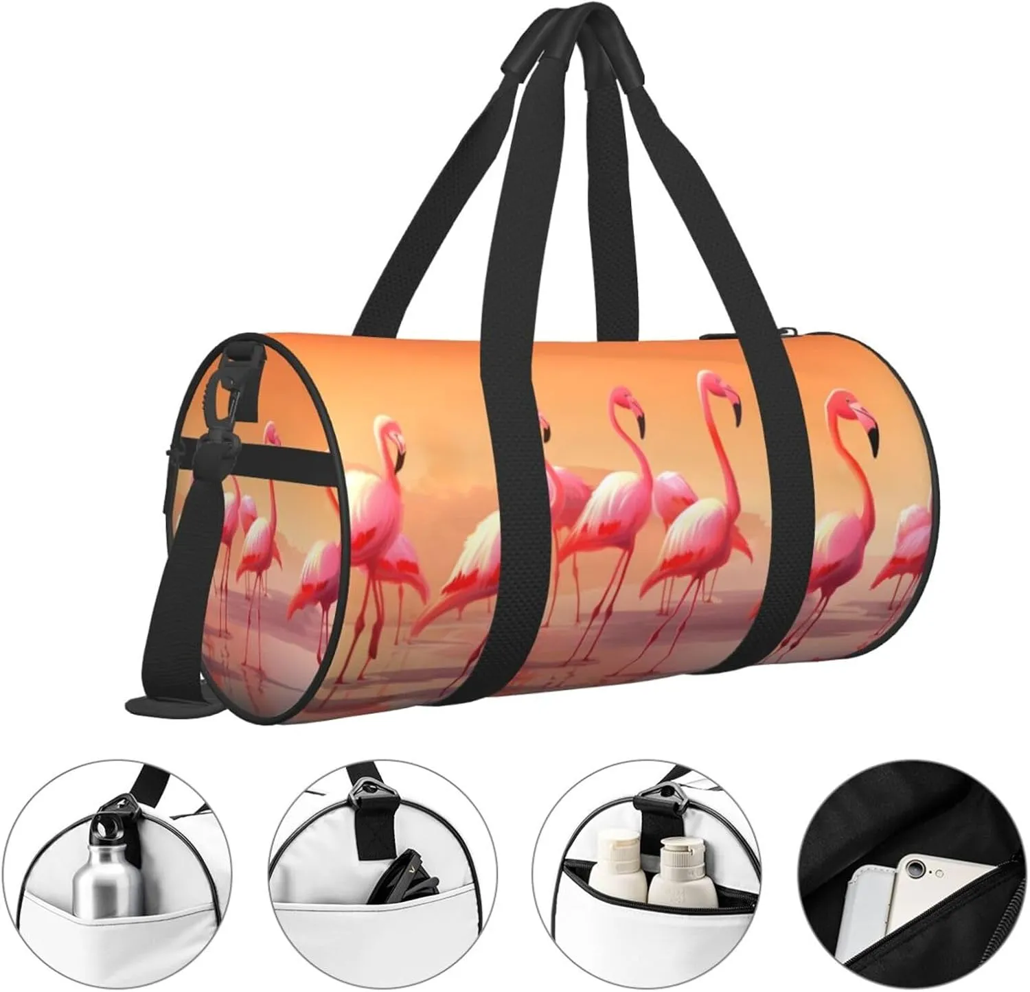 Travel Bag For Women,A Flock Of Flamingos Print Personal Item Duffle Bags,Weekend Travel Duffel Tote Bag,Travel Sport Gym Bag For Men,Airplane Travel Essentials For Flying