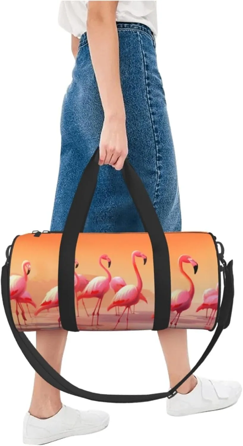 Travel Bag For Women,A Flock Of Flamingos Print Personal Item Duffle Bags,Weekend Travel Duffel Tote Bag,Travel Sport Gym Bag For Men,Airplane Travel Essentials For Flying