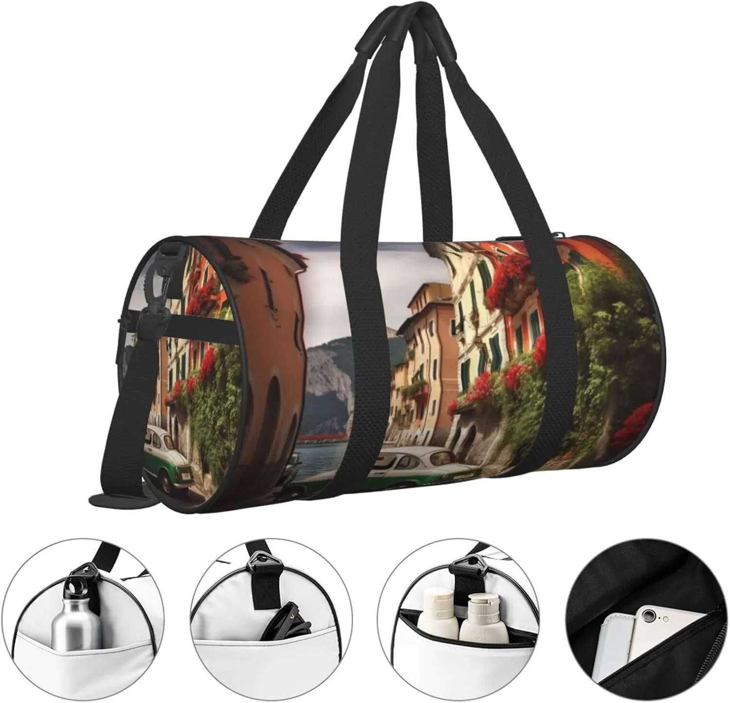 Travel Bag For Women,Beautiful Italy Print Personal Item Duffle Bags,Weekend Travel Duffel Tote Bag,Travel Sport Gym Bag For Men,Airplane Travel Essentials For Flying