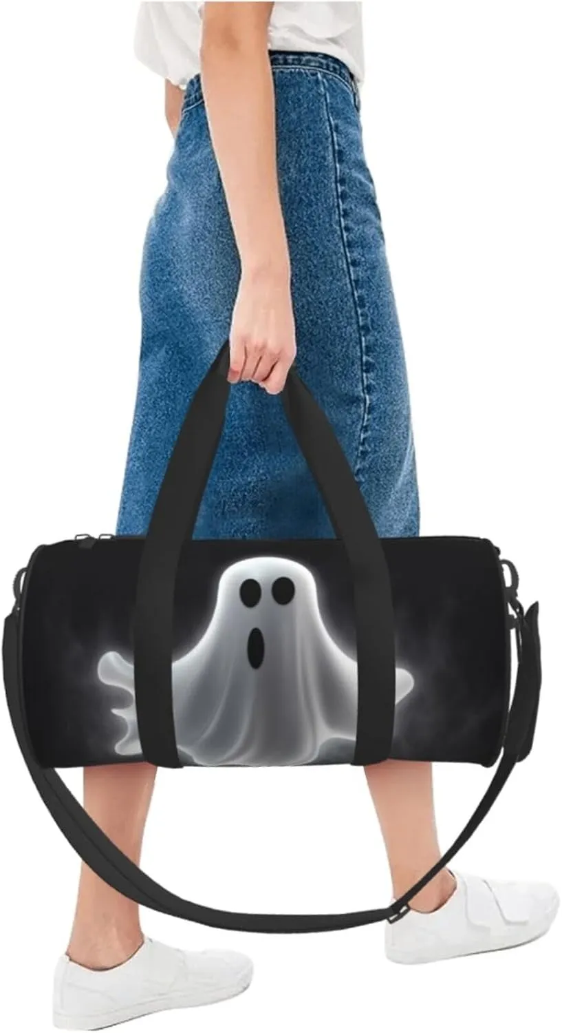 Travel Bag For Women,Black And Halloween Ghost Print Personal Item Duffle Bags,Weekend Travel Duffel Tote Bag,Travel Sport Gym Bag For Men,Airplane Travel Essentials For Flying