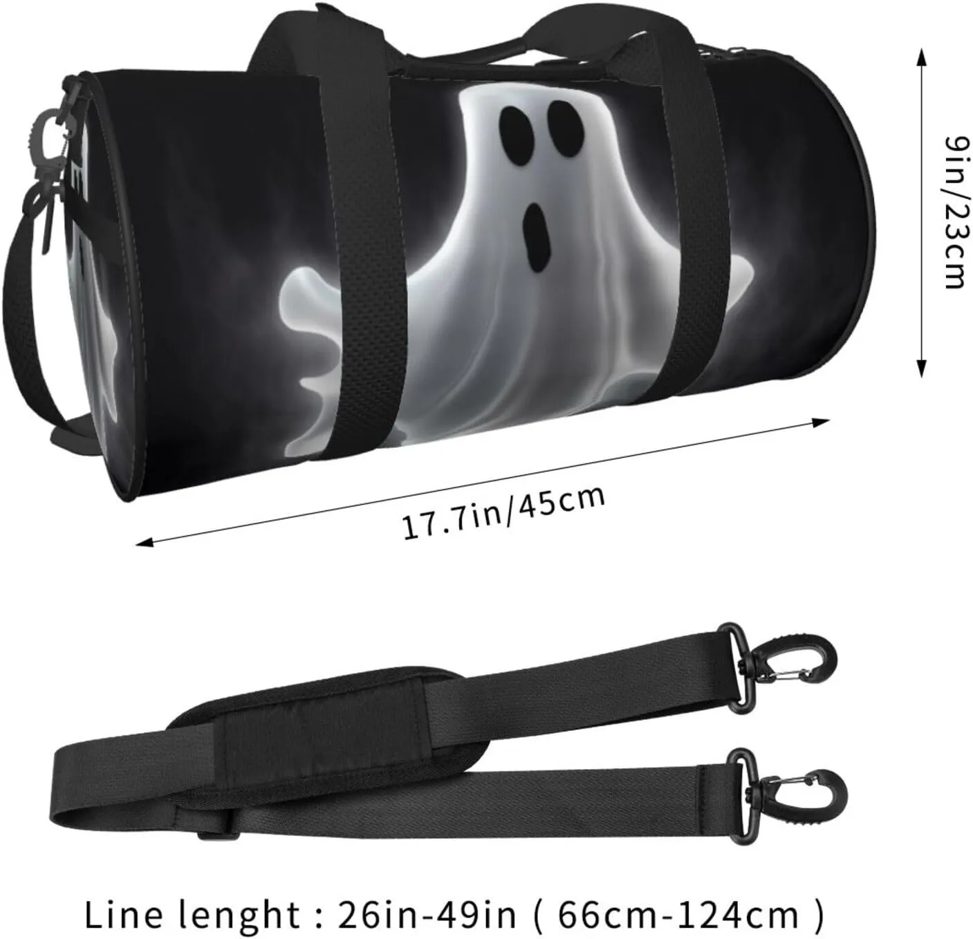 Travel Bag For Women,Black And Halloween Ghost Print Personal Item Duffle Bags,Weekend Travel Duffel Tote Bag,Travel Sport Gym Bag For Men,Airplane Travel Essentials For Flying