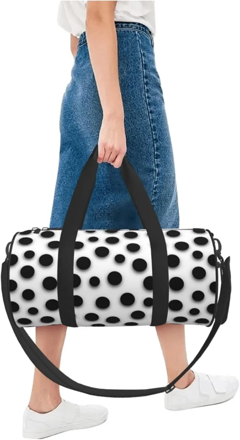 Travel Bag For Women,Black Dot Print Personal Item Duffle Bags,Weekend Travel Duffel Tote Bag,Travel Sport Gym Bag For Men,Airplane Travel Essentials For Flying