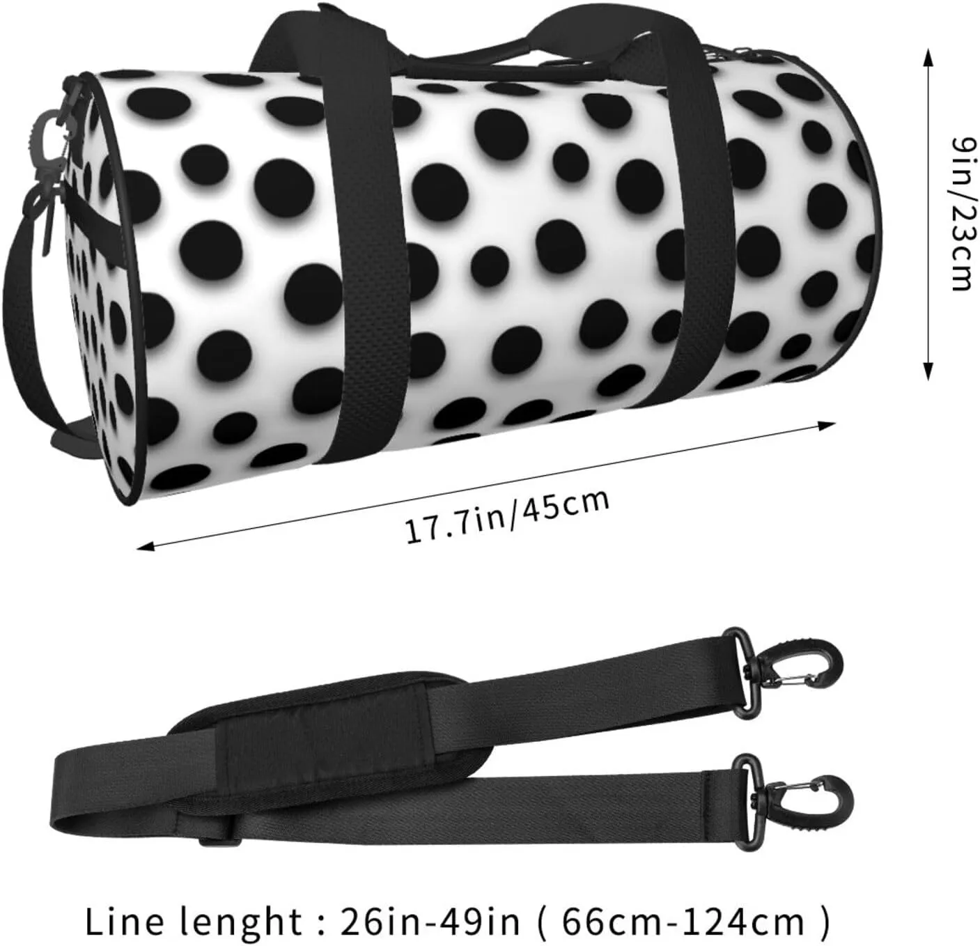 Travel Bag For Women,Black Dot Print Personal Item Duffle Bags,Weekend Travel Duffel Tote Bag,Travel Sport Gym Bag For Men,Airplane Travel Essentials For Flying